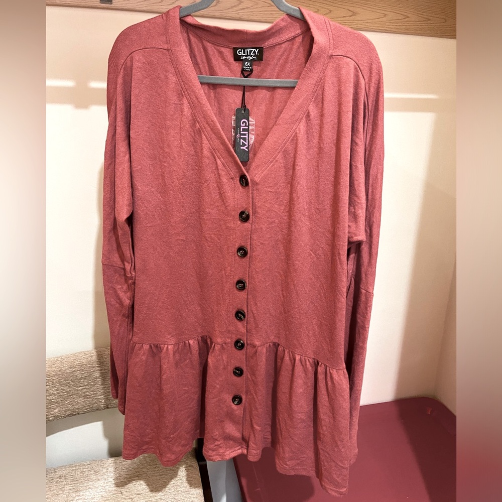 Glitzy girl boutique plus size button up long sleeve top